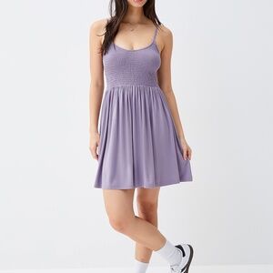 Smocked bust purple dress